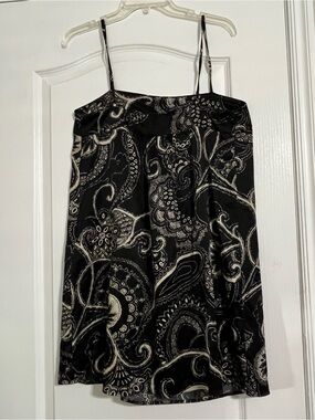 NWOT Express Black and Cream paisley Printed Slip Dress with adjustable straps